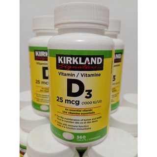 KIRKLAND SIGNATURE Vitamin D3 1000 IU 25mcg (360 tablets) Lj30