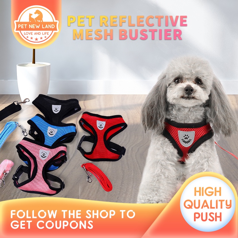 Pet New Land Pet Leash Dog Harness Leash Mesh Collar Leash Strap Complete Set Pet Adjustable Leash