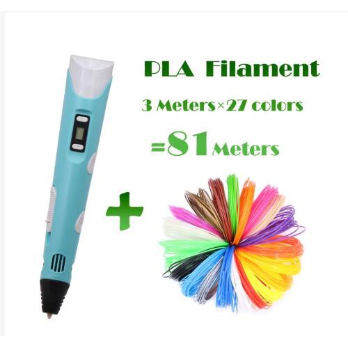 3D Pen LIHUACHEN DIY 3D Printing Pen with 27 Colors PLA Filament Creative Toy Gift for Children Design Drawing Christmas Gift 