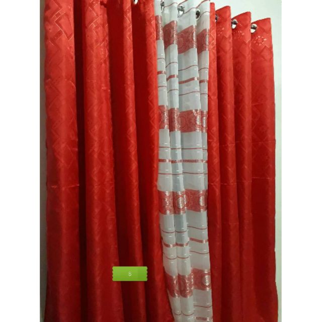 Soledad satin red ring Curtain (sold per piece & per set) | Shopee ...