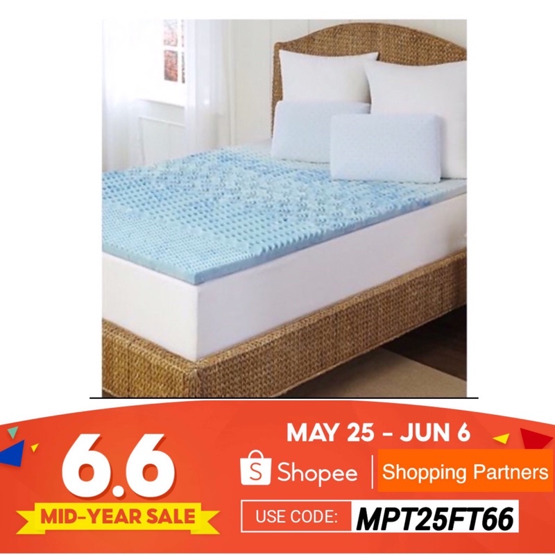 ARCTIC SLEEP COOL GEL 5 ZONE MEMORY FOAM TOPPER FULL DOUBLE 52x73inches