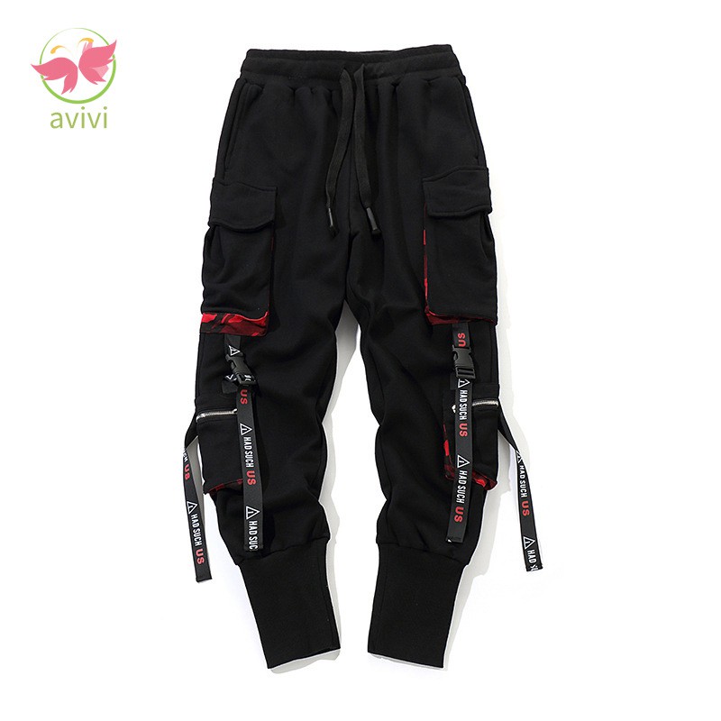 black strap cargo pants