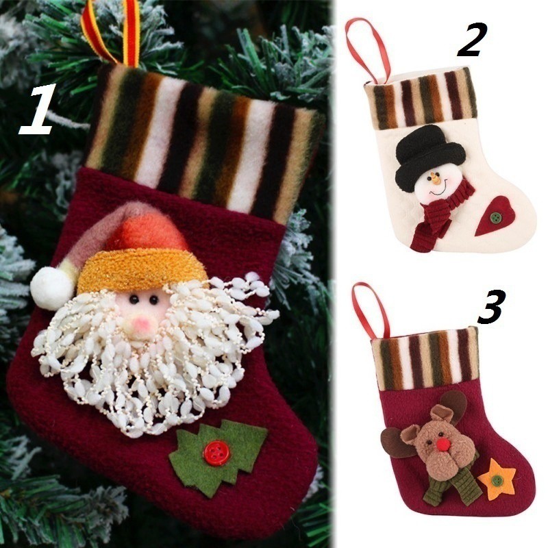 12 24x Christmas Socks Tree Decorative Pendant Mini Stocking Candy Storage Bag Stockings Hangers Holiday Seasonal Decor