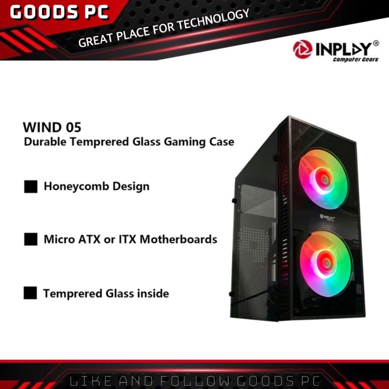 Inplay Wind 05 Matx Gaming Case Tempered Glass Front And Side Brand New