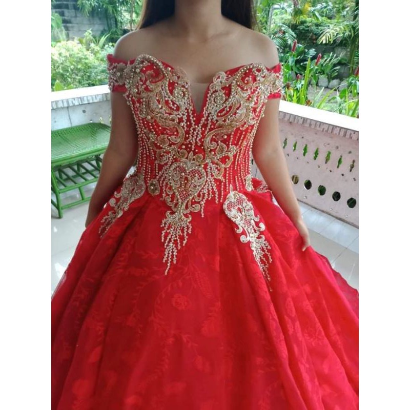 debut gown red
