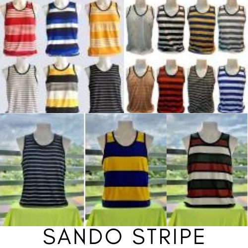 Men's Top Assorted Designs Cotton Spandex Stripe Sando SUMMER Wear for ADULT