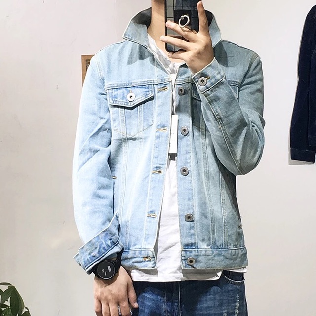 Pink Elegance Men's Slim Fit Denim Jacket | Shopee Philippines