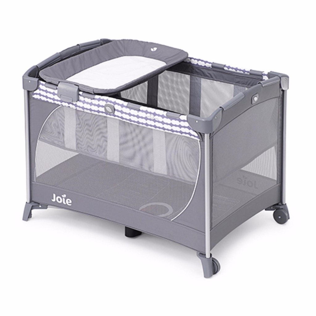 light gray baby crib