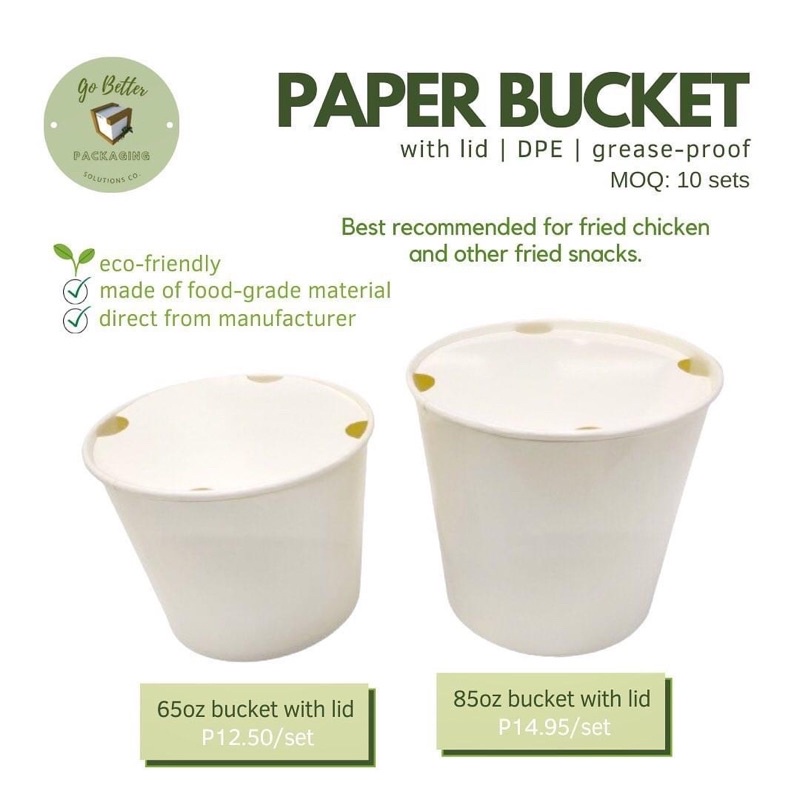 [50pcs] Paper Chicken Bucket with Lid (DPE) Shopee Philippines