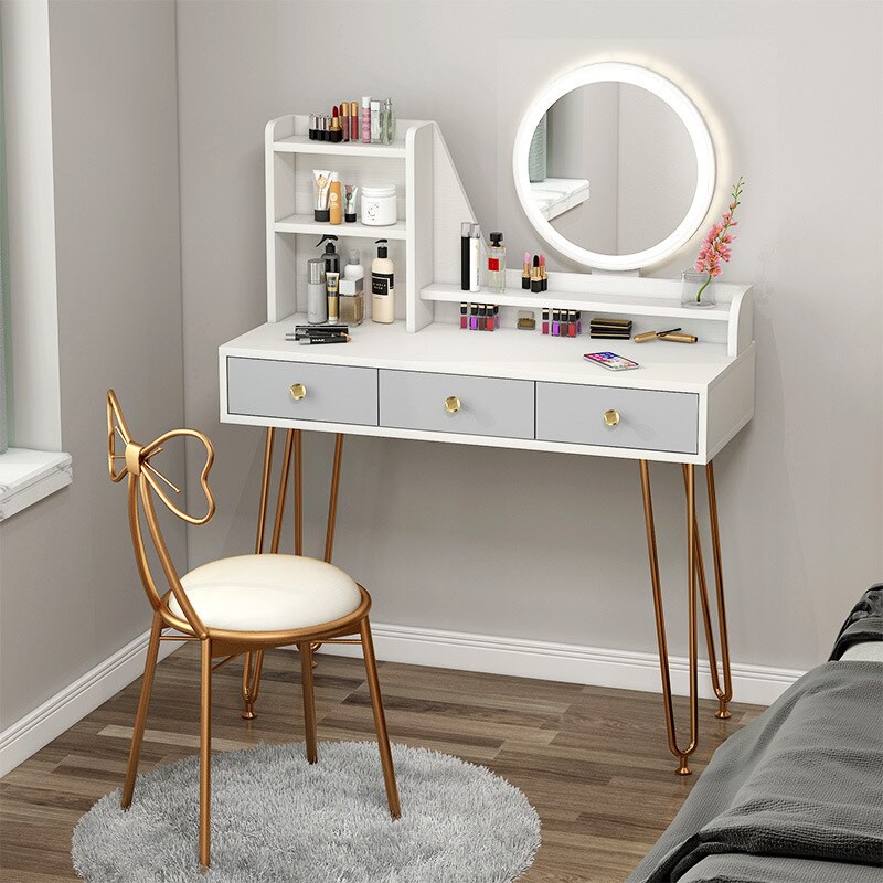 Vanity Desk With Led Light Mirror, Desk With Vanity Mirror