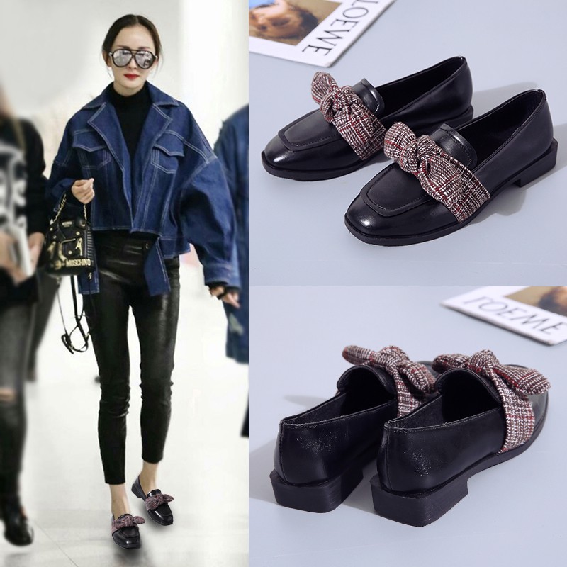 men's vintage leather loafers lazy single shoes