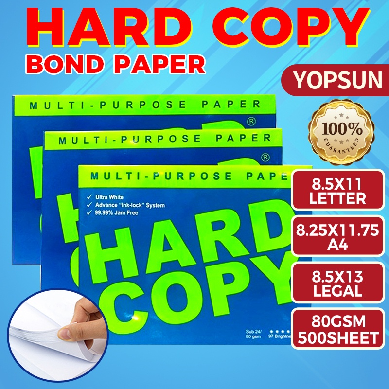 80gsm Hard Copy Bond Paper Short A4 Long 500sheets Sub24 Shopee Philippines 9165