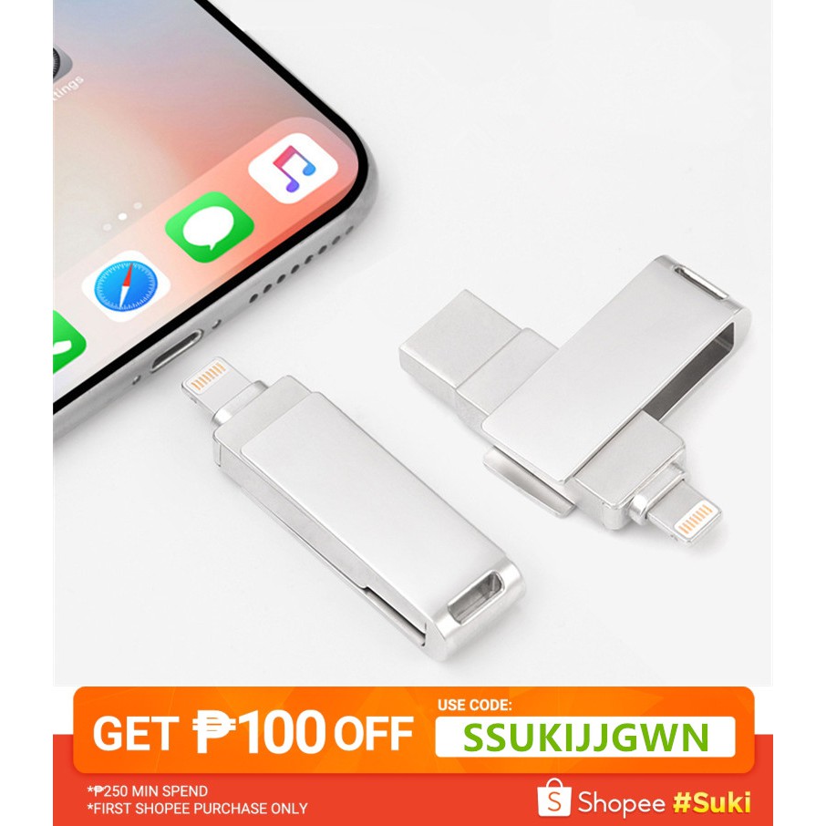 Otg Flash Drive For Iphone 32gb 64gb 128gb Usb 3 0 3 In 1 Memory Storage Shopee Philippines