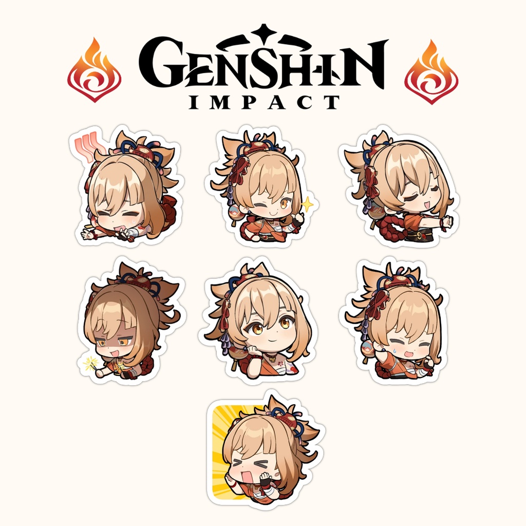 Genshin Impact Yoimiya Emoji Sticker Set 7pcs Shopee Philippines