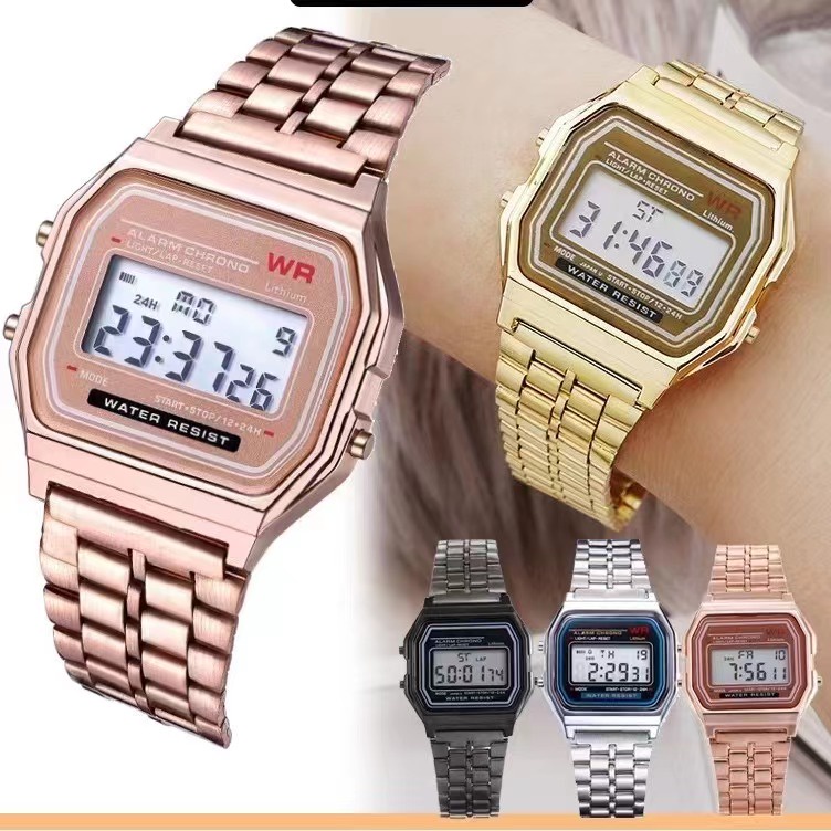 CASIO vintage rosegold rose gold silver Men Women Couple Jewelry ...