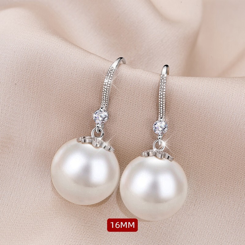 Weiduoli 925 Silver Fashion Wild Inlay Pearl White Stud Earrings 