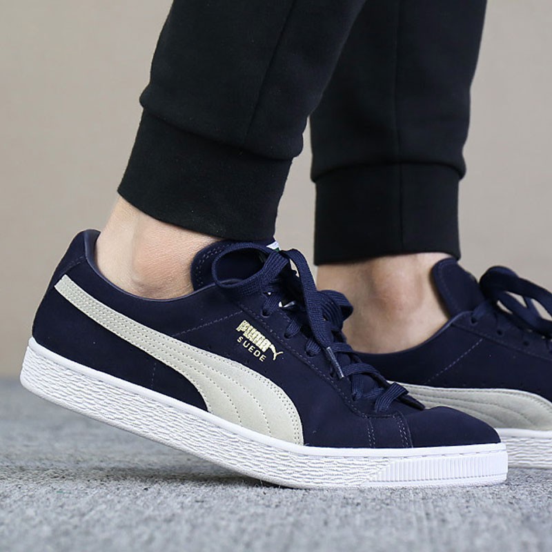 wearing puma suede