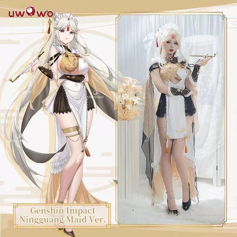 Pre Sale Uwowo Game Ningguang Cosplay Genshin Impact Fanart Ningguang Maid Costume Sexy Version 7522