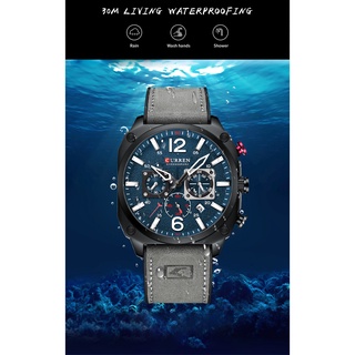 Curren Men's Watches Fashion Casual Quartz Sporty Wristwatches 2021 Male Chronograph Leather Luminous Waterproof Watch 8398l #9