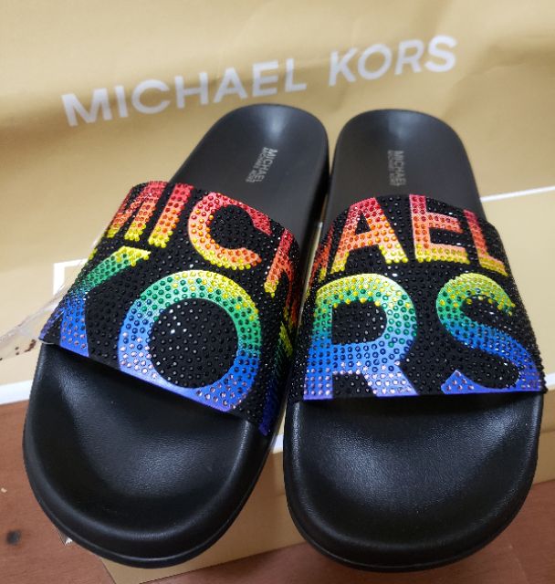 michael kors rainbow slide sandals