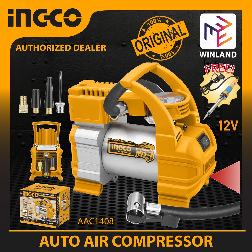 INGCO Original Auto Air Compressor DC 12V with FREE Soldering Iron