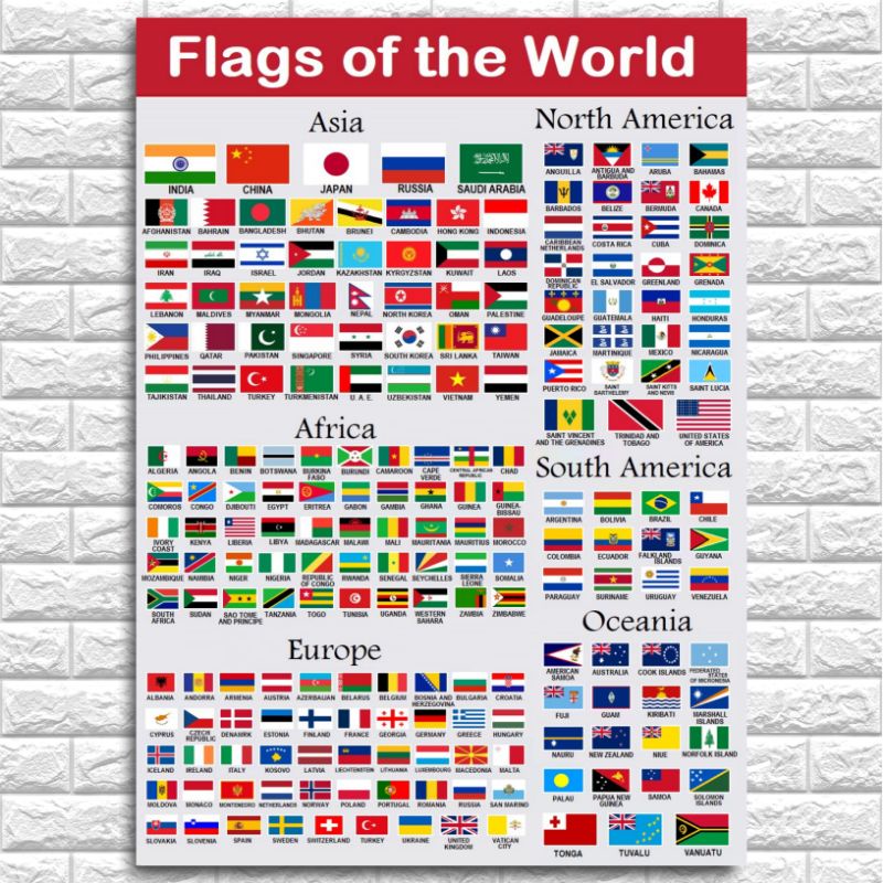 Americana Lithograph Of World Flags Chart Of National vrogue.co