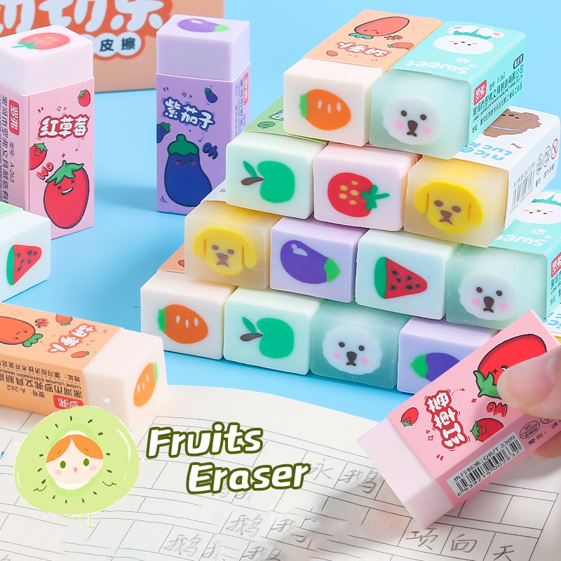 Scented Cute 2B Erasers Fruits Funny Cartoon Erasers For Kids Students ...