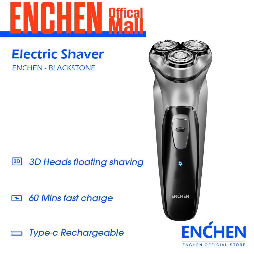 ENCHEN Electric Shaver 3D Floating Shavers Beard Trimmer USB TypeC Rechargeable BlackStone