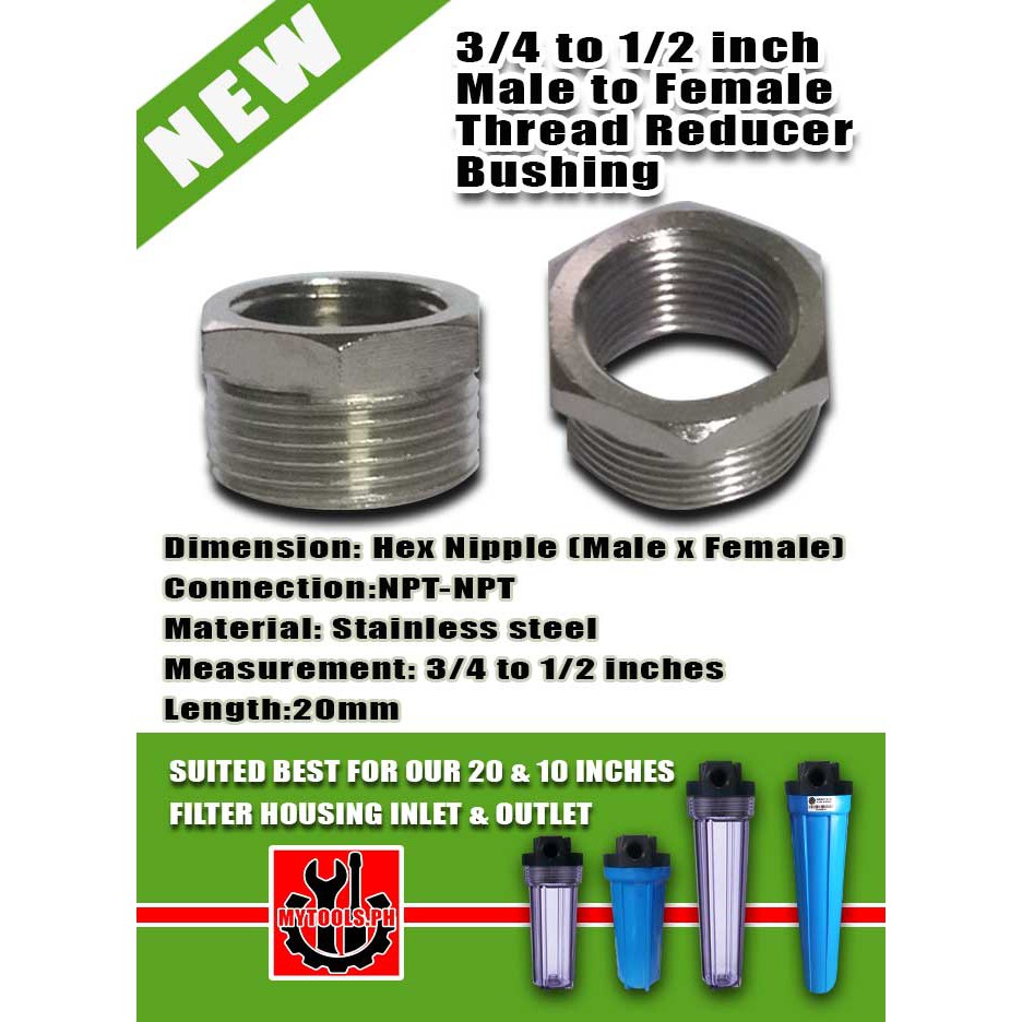 3 4 To 1 2 Inch Male To Female Thread Reducer Bushing Shopee Philippines