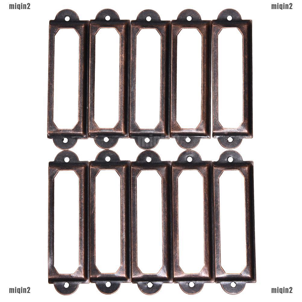 Ph 10pcs Drawer Label Pull Holder Frame Cabinet Antique Brass