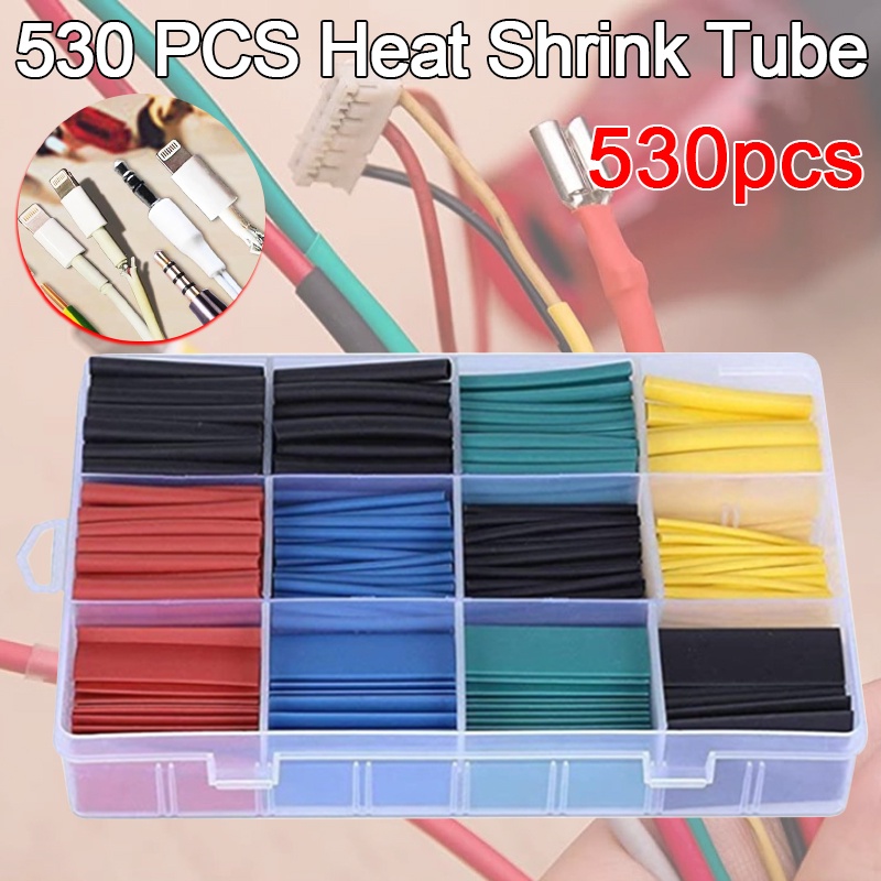 Details about   530pcs Heat Shrink Tubing Insulation Assortment Electronic Polyolefin Cable Tube 