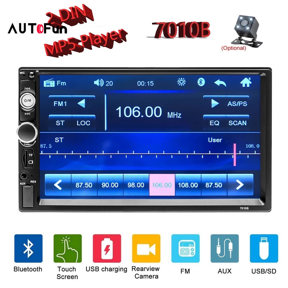 AUTOFun 7010B 2 Din 7" Touch Screen Car Stereo Video Player Auto MP5