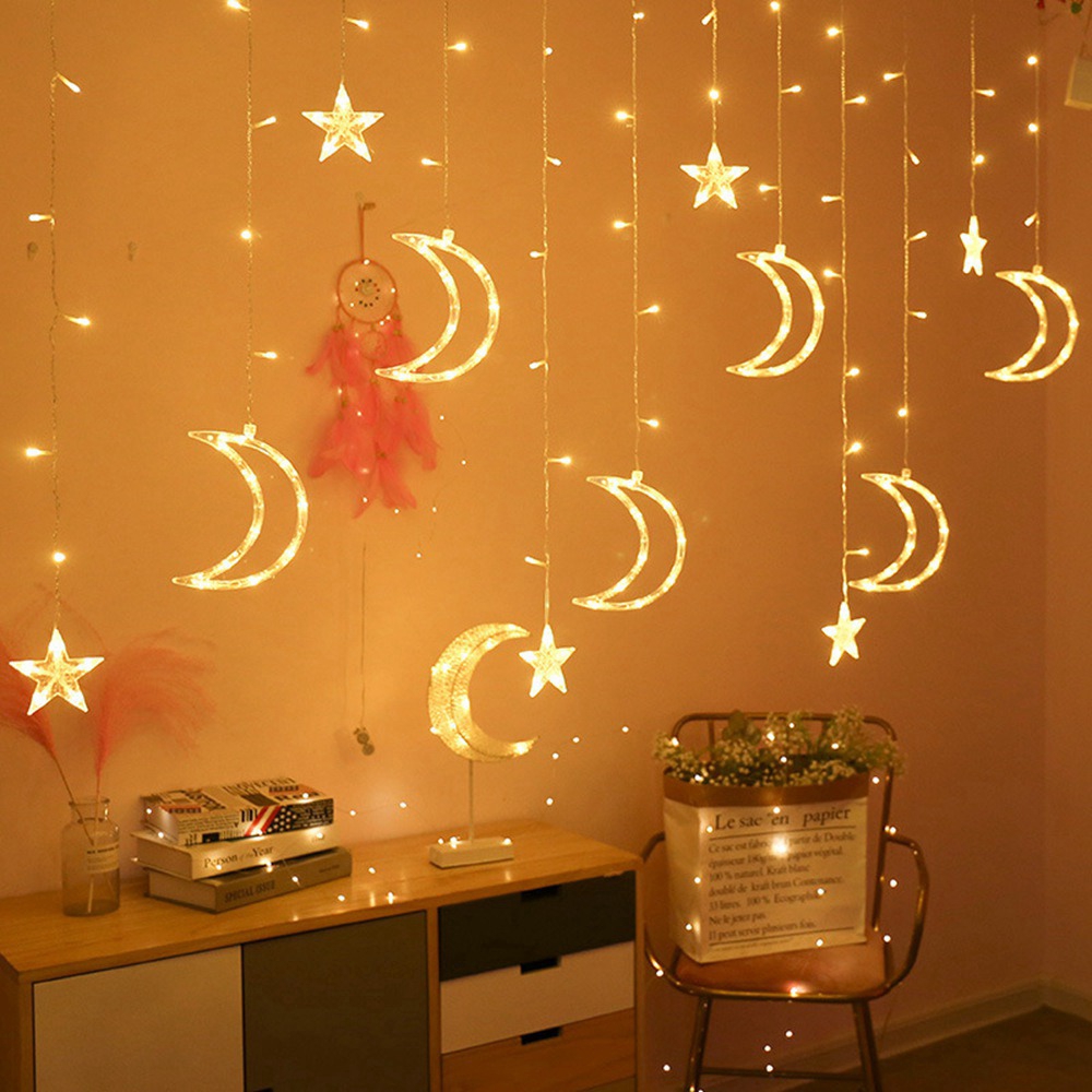 Led Stars Moon Curtain Lights Starry Lights String Lights Bedroom Romantic Creative Decorative Light