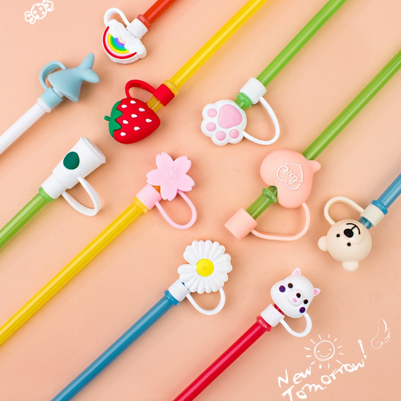 Dustproof Silicone Straws Cover Creative Cute Silicone Environmental Protection Straw Plug Straw Baby Kids Water Cup Acc