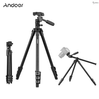 【Ready Stock】Andoer Q160HA Professional Video Tripod Horizontal Mount Heavy Duty Camera Tripod with 3-Way Pan & Tilt Head for DSLR Cameras Camcorders Mini Projector Compatible with