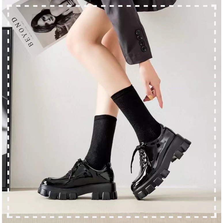 Small leather shoes MaryJane Shoes Casual Thick bottom Ankle Boots 2021 ...