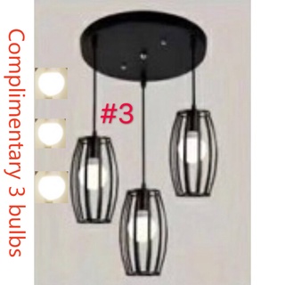 【Ready Stock】(Three free light bulbs) indoor vintage steel Pandent Lights  Chandelier #3