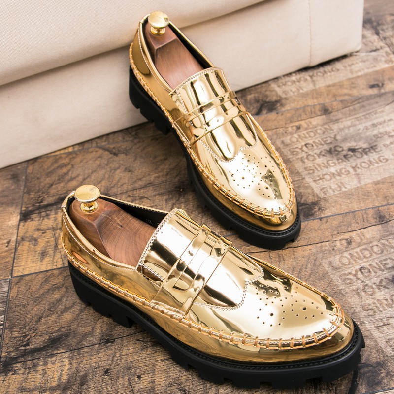 mens gold platform shoes