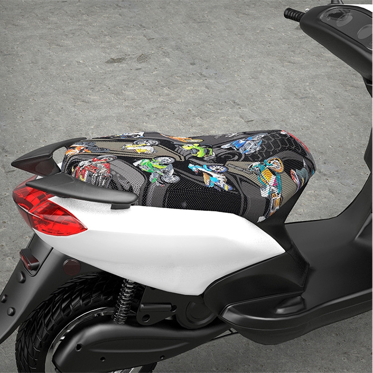 Keenso Motorcycle Scooter Moped Seat Cover Seat 3D Anti-Slip Artificial Leather Sun Proof Electric Battery Motorcycle Seat Cover Pad 