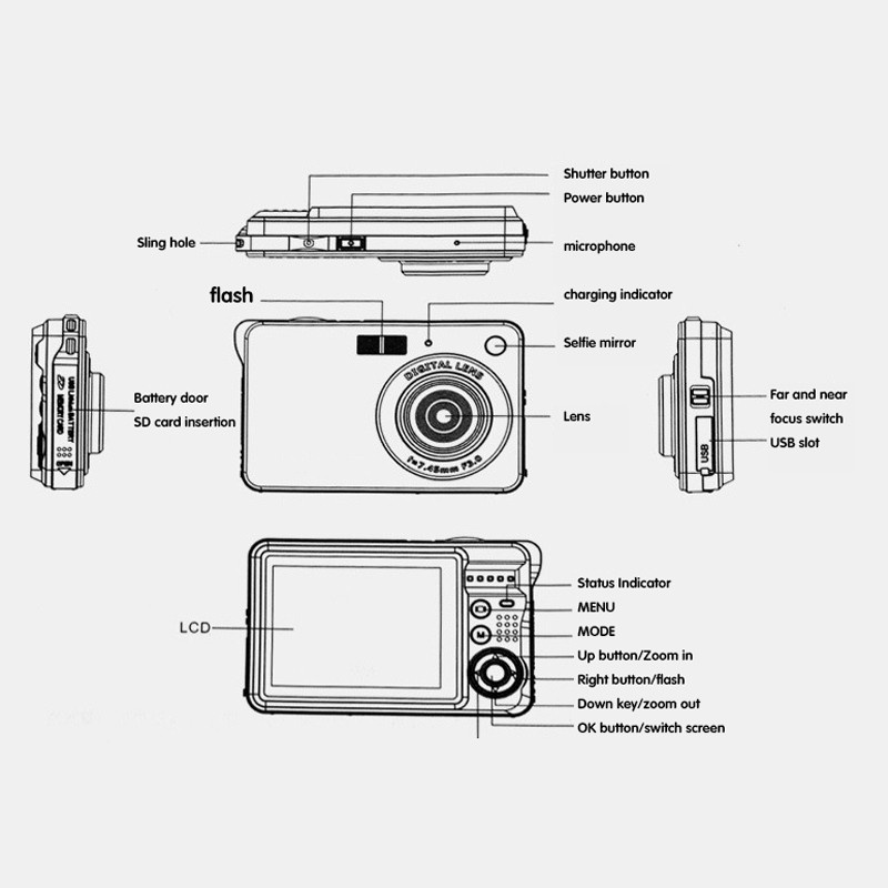 2100W Digital Camera 720P Photo and Video One Machine Home Camera