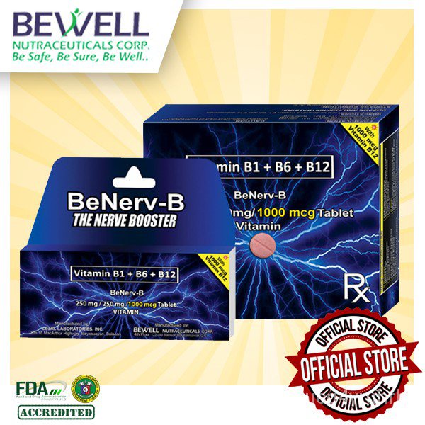 BeNervB Vitamin B1 + B6 + B12 500mg Box of 100 Tablets JK0S presyo ₱3,600