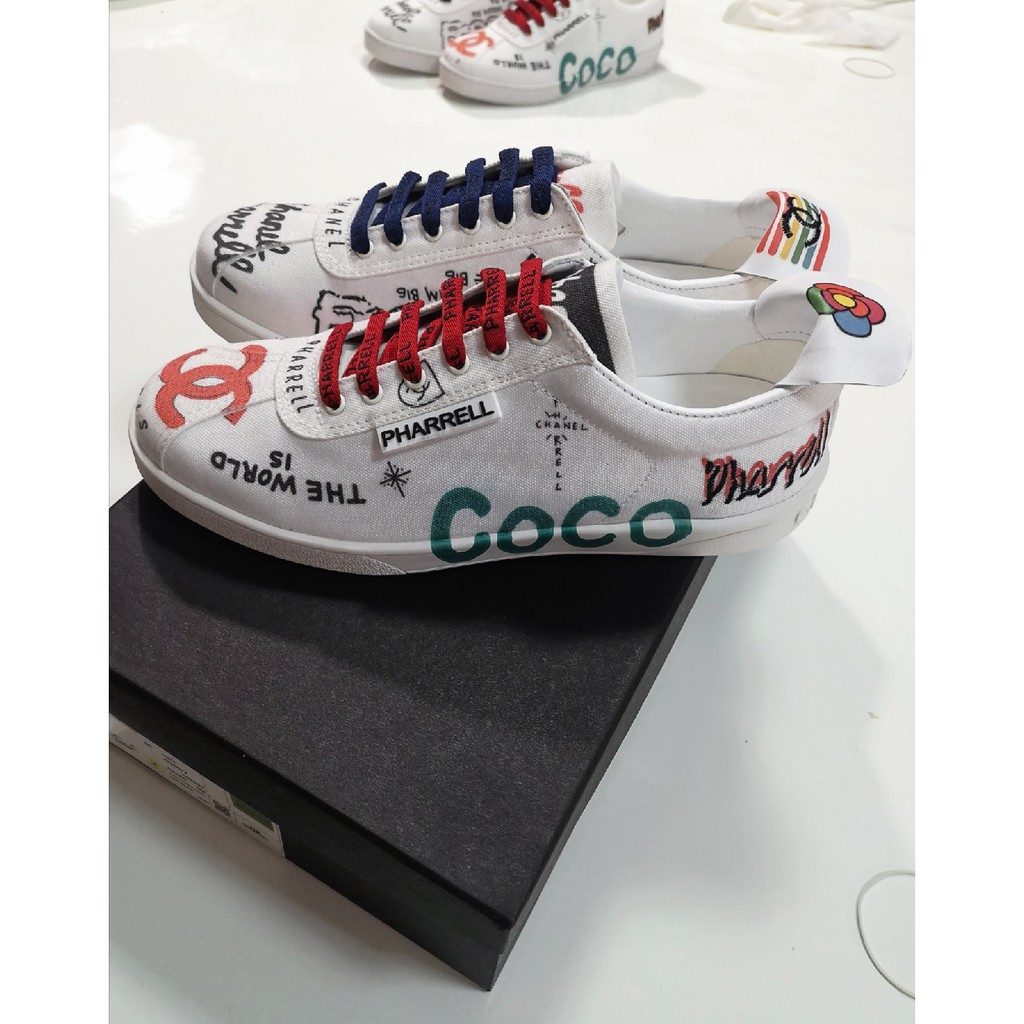 100% Original Coco Chanel White Men&Women Sneaker Shoes | Shopee Philippines