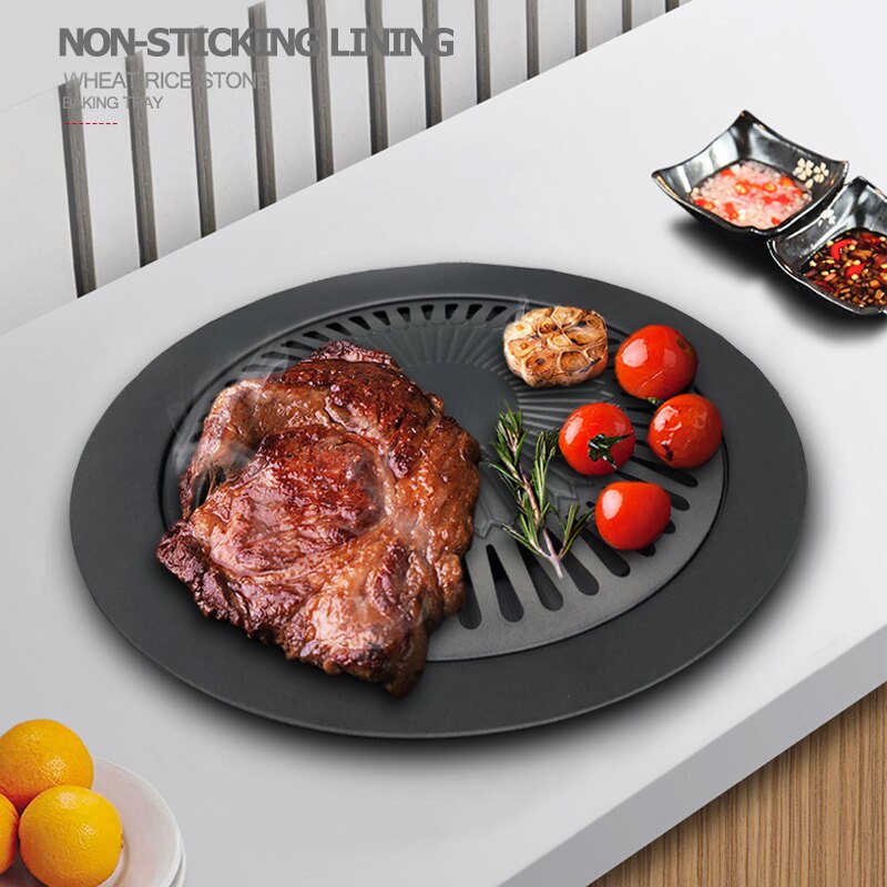 2022Nonstick Korean Gas Barbecue Roasting Round Frying Pan Grill Meat