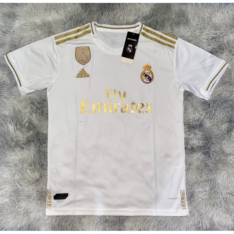 fly emirates white and gold jersey