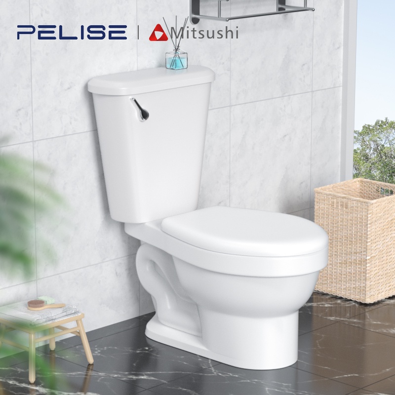 Pelise by Mitsushi Ceramic Water Saving Toilet Bowl Set With Seat Cover