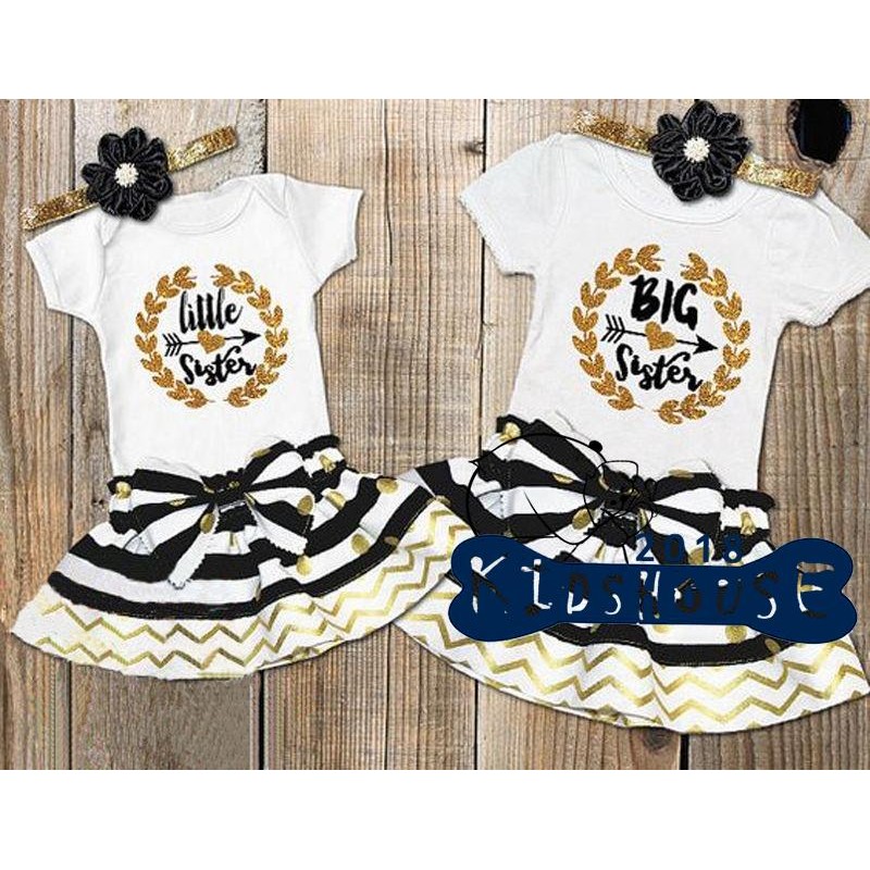 baby and little girl matching dresses