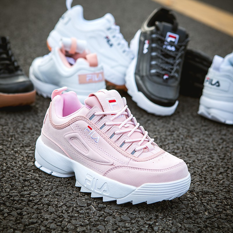 pink and white fila disruptor 2