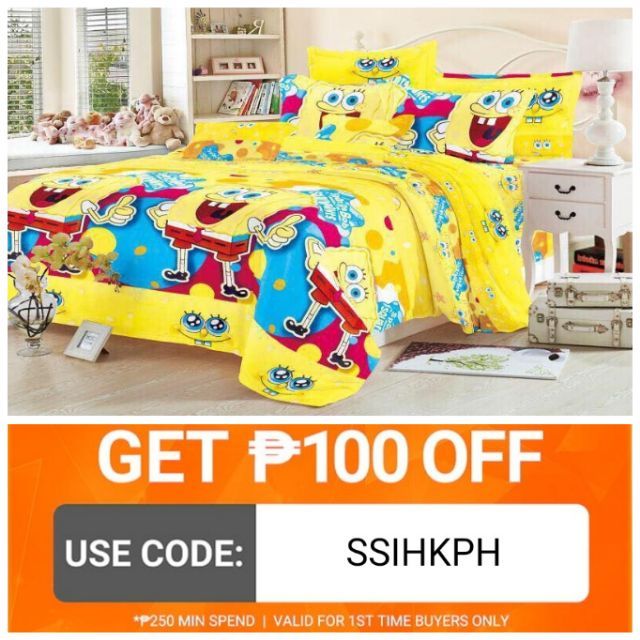Spongebob 4 In 1 Bedsheet Set No Curtain Shopee Philippines