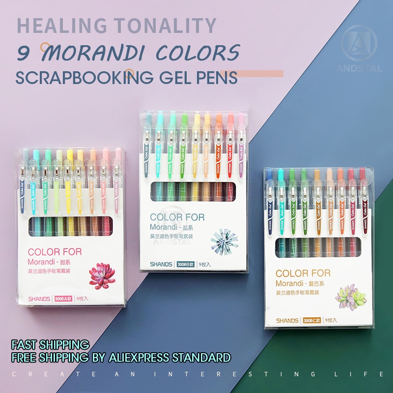 Andstal 9colors/set 36 Morandi Colors Retractable Gel Pen Set 0.5mm