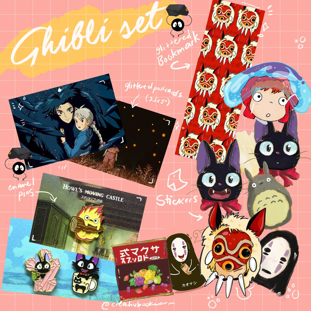 ghibli set pins bookmark stickers postcards shopee philippines